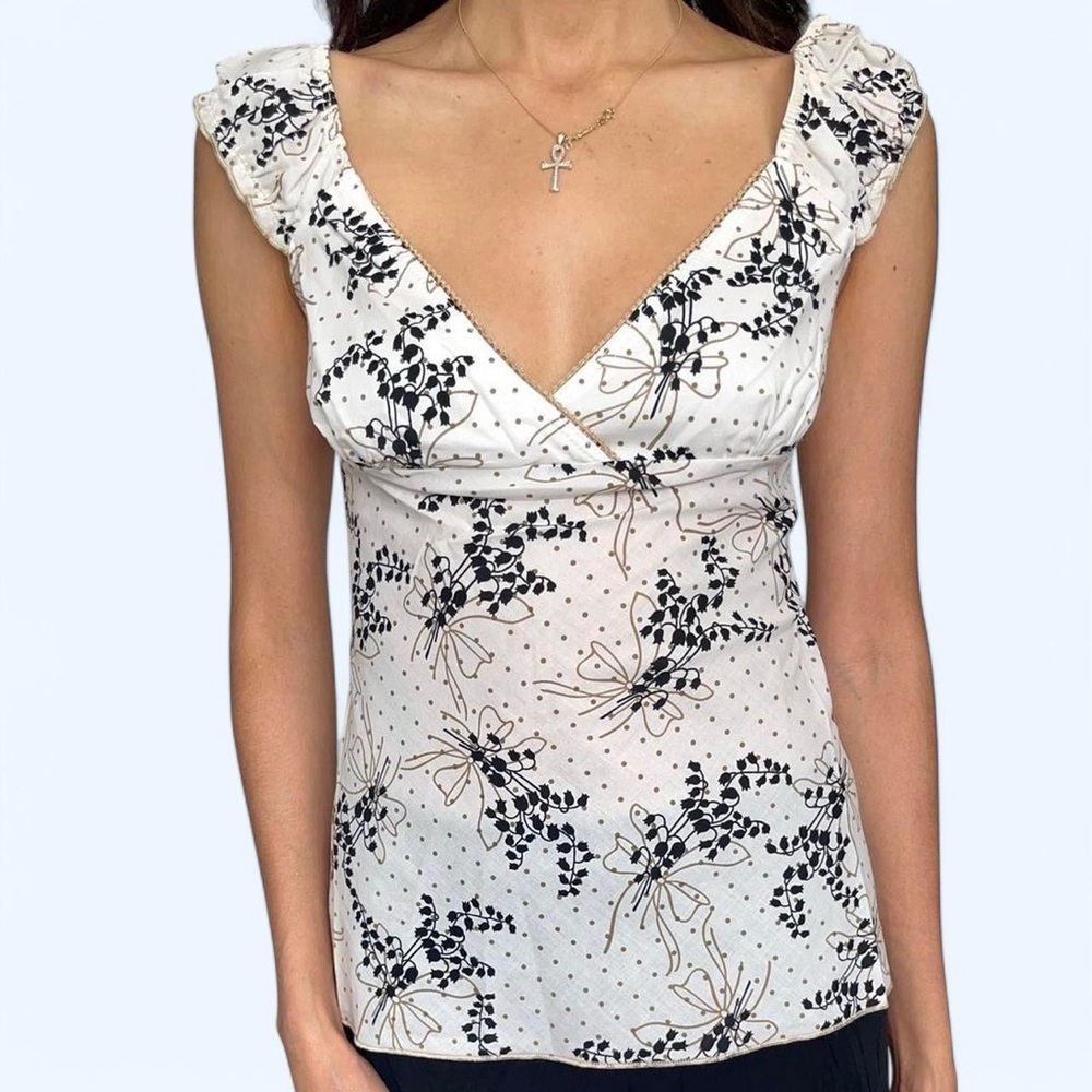 Touch 9 White & Black Floral Lace Blouse 🌿🖤